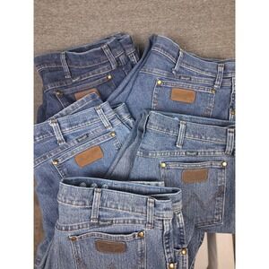 LOT 5 Wrangler Mens Jeans 38x30 Blue Denim Premium Performance Cowboy Cut 47